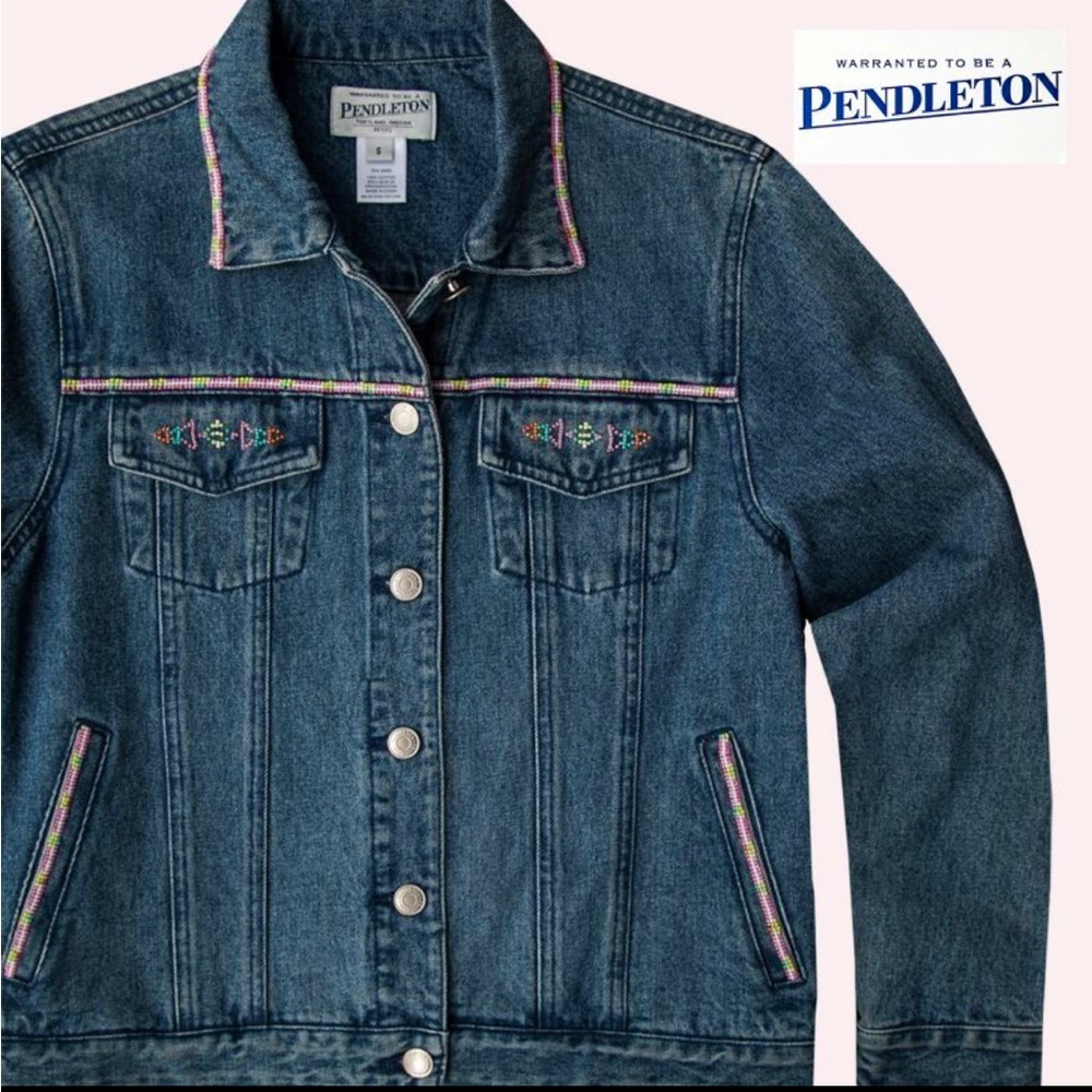 Pendleton Beaded Western Style Jean Jacket, Large - image 1